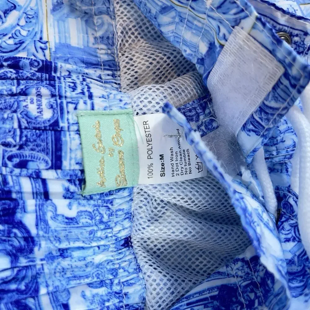 Antica Sartoira Blue Toile Board Swim Shorts Men's M Giacomo Cinque Positano - Picture 3 of 11